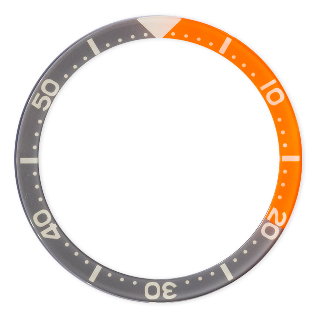 GI0788 SKX007 SRPD Flat Glass Bezel Insert Lumed Orange Gray Watch Style