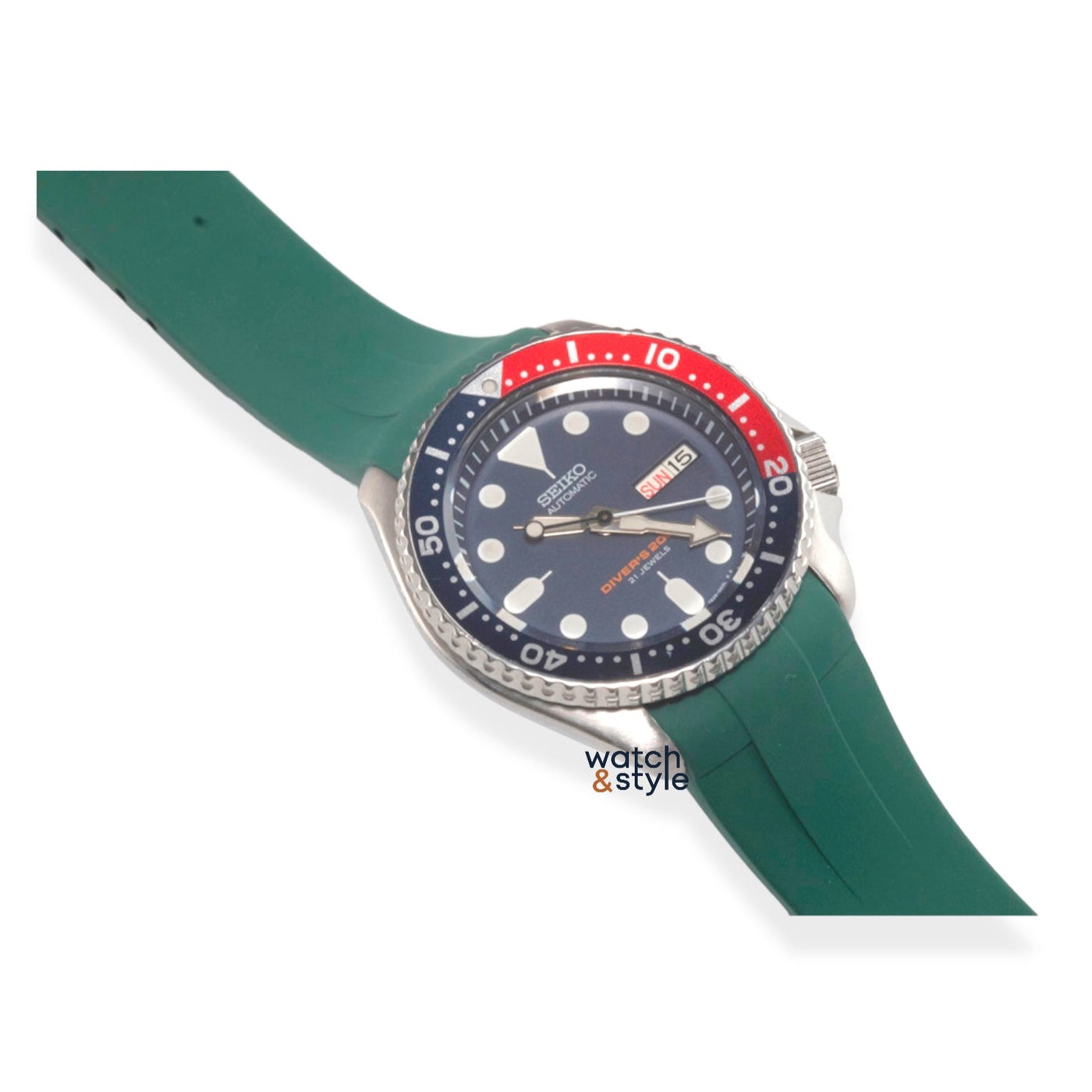 RS0963 SKX007 FKM Rubber Strap - Green