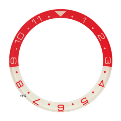 GI1578 SKX013 Flat Glass Bezel Insert - Lumed Dual Time - Red/White