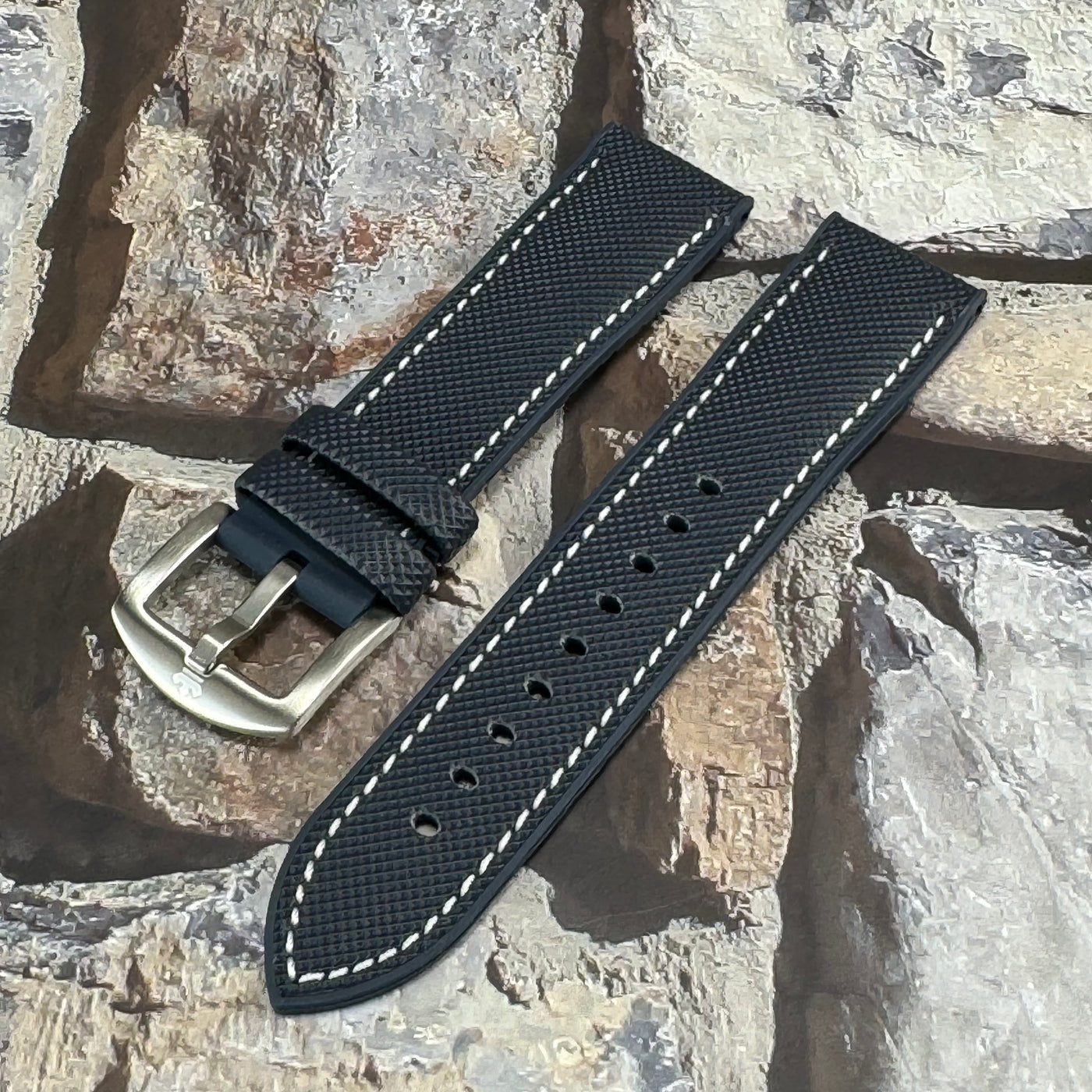 Stitched FKM Rubber Strap - Navy Blue