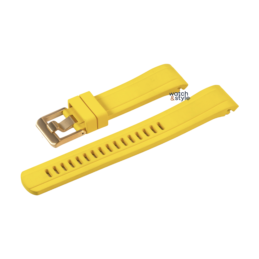 RS0959 SKX007SRPD FKM Rubber Strap - Yellow/Gold