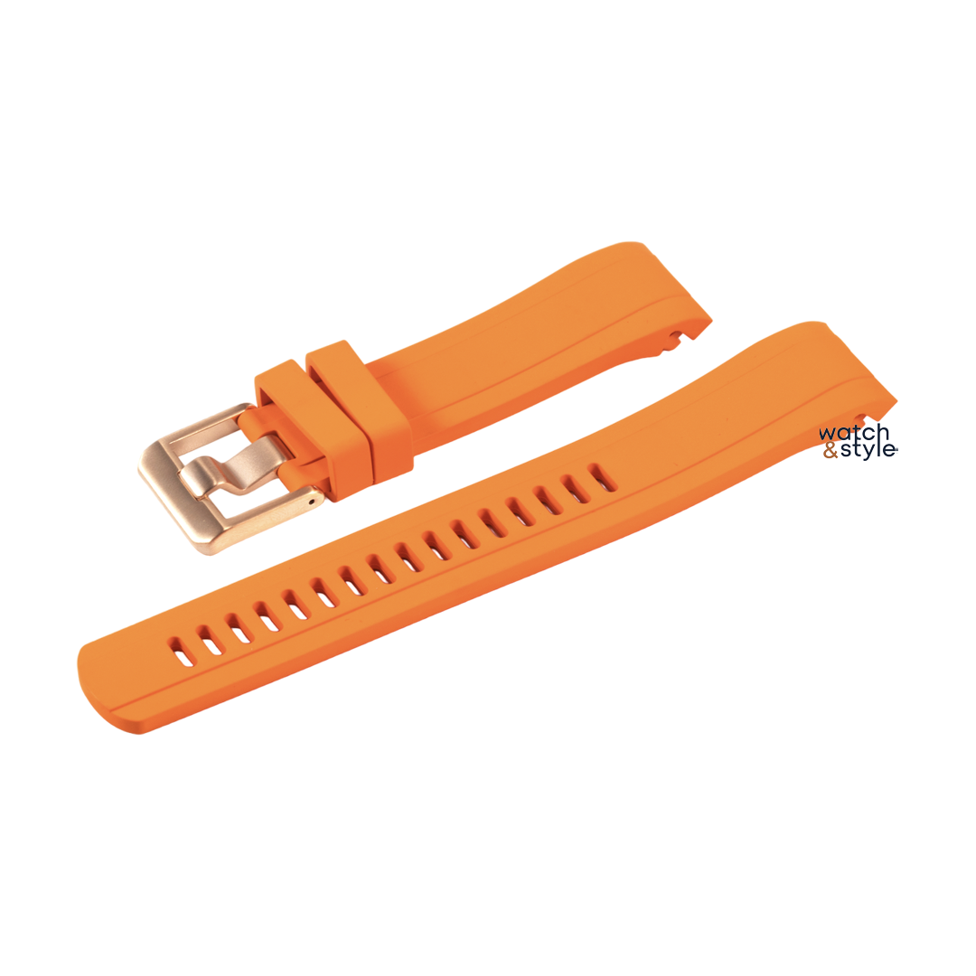 RS0962 SKX007/SRPD FKM Rubber Strap - Orange/Rose Gold