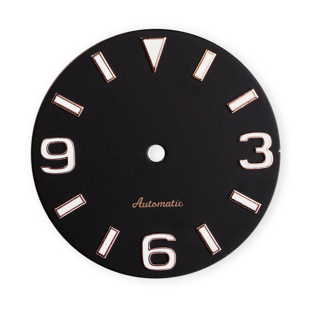 D0980 Dial - Explorer Style - Matte Black (Rose Gold)