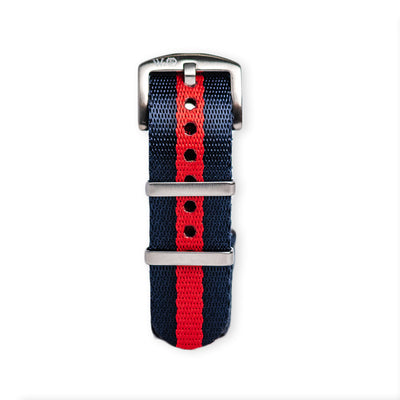 Premium Herringbone Nato Strap - Blue & Red