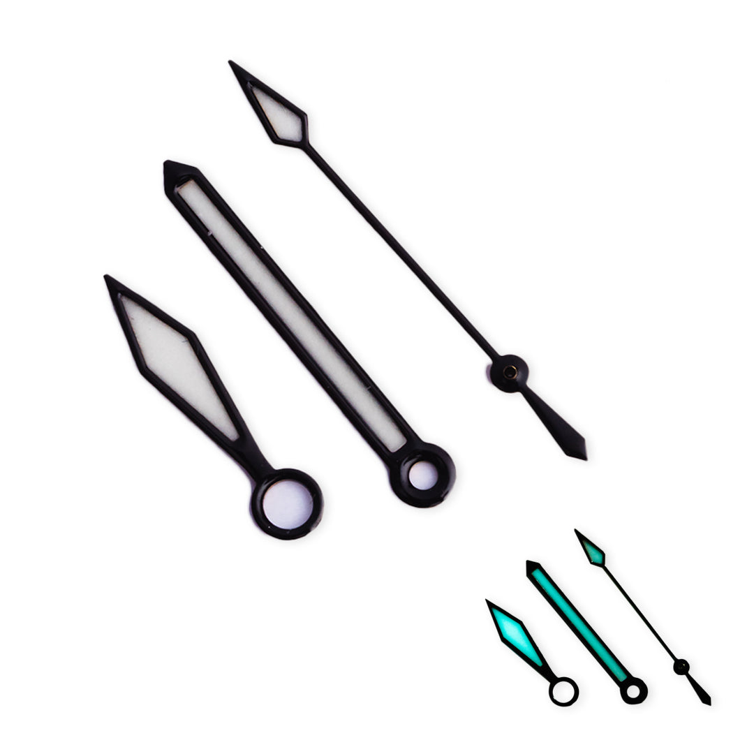 H0499 Sword Hands Set - BGW9 Lume - Polished Black – Watch and Style