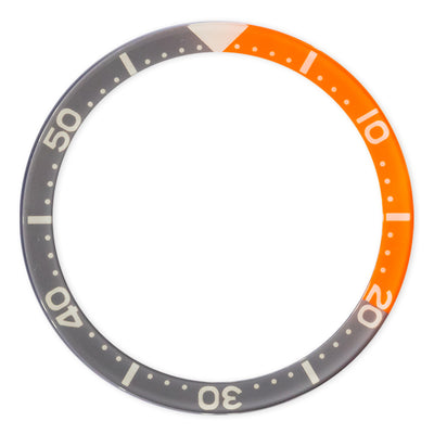 GI0788 SKX007 Flat Glass Bezel Insert - Lumed Orange/Gray