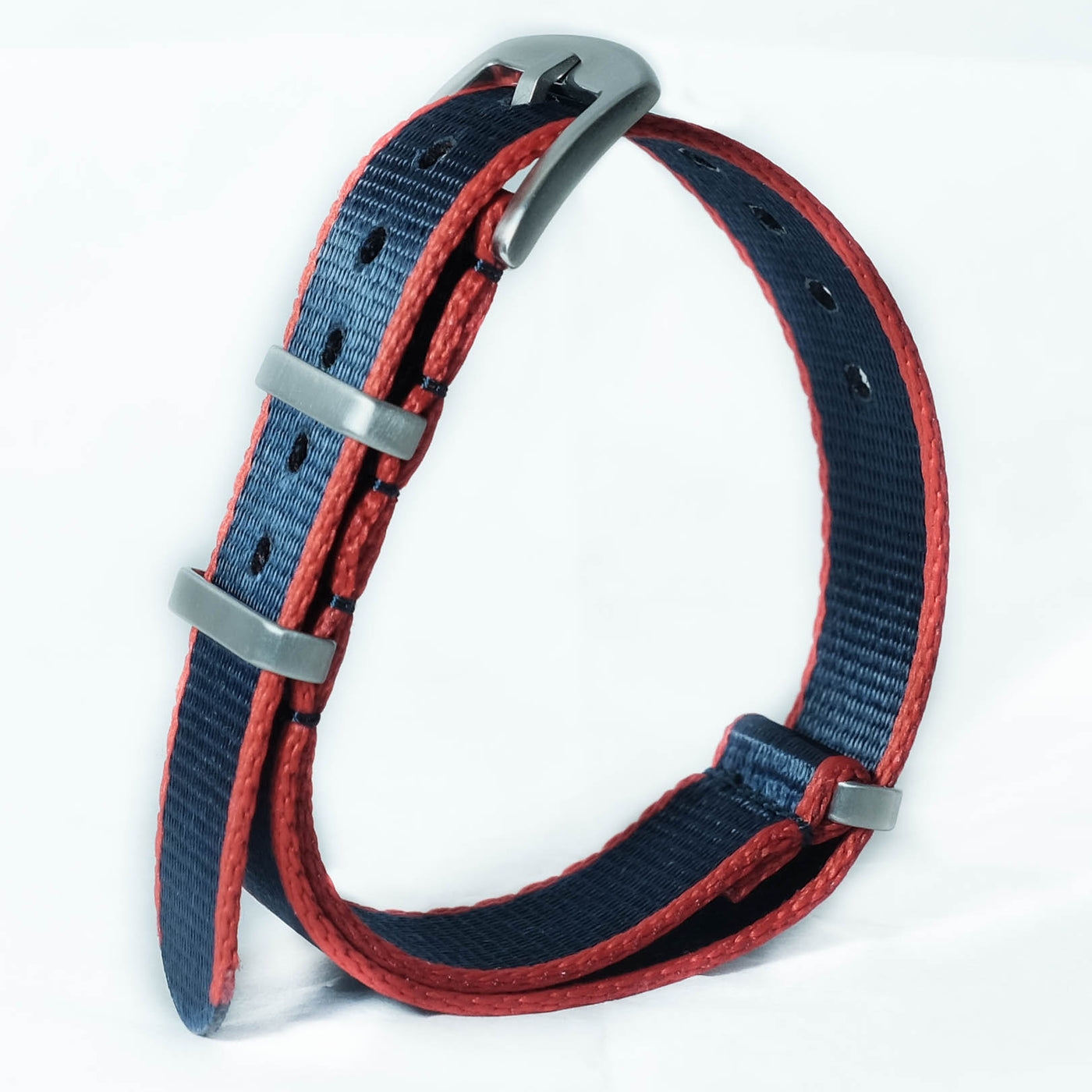 Navy Blue with Red Edge Herringbone Nato - Watch&Style