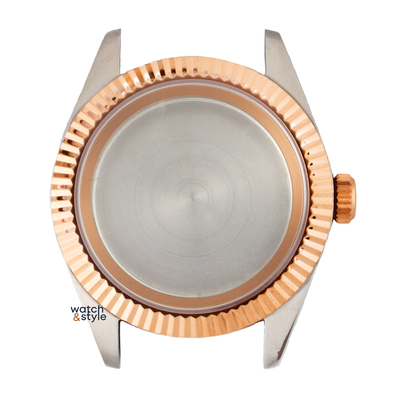 RC1203 40mm Fluted Bezel Case - Two Tone Silver/Rose Gold