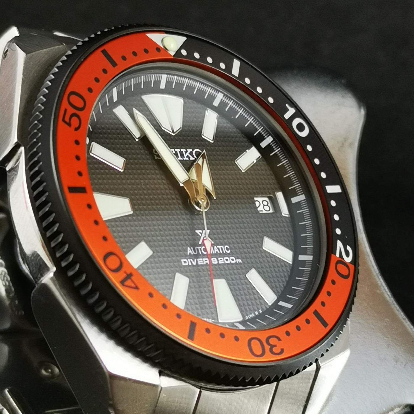 SRP Turtle Black Orange Aluminum Bezel Insert - Watch&Style