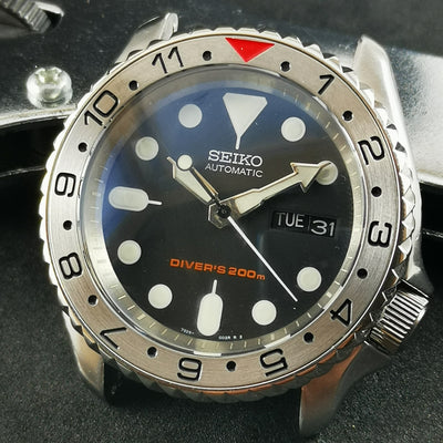 SI0097 SKX007 Stainless Bezel Insert - Dual Time Red