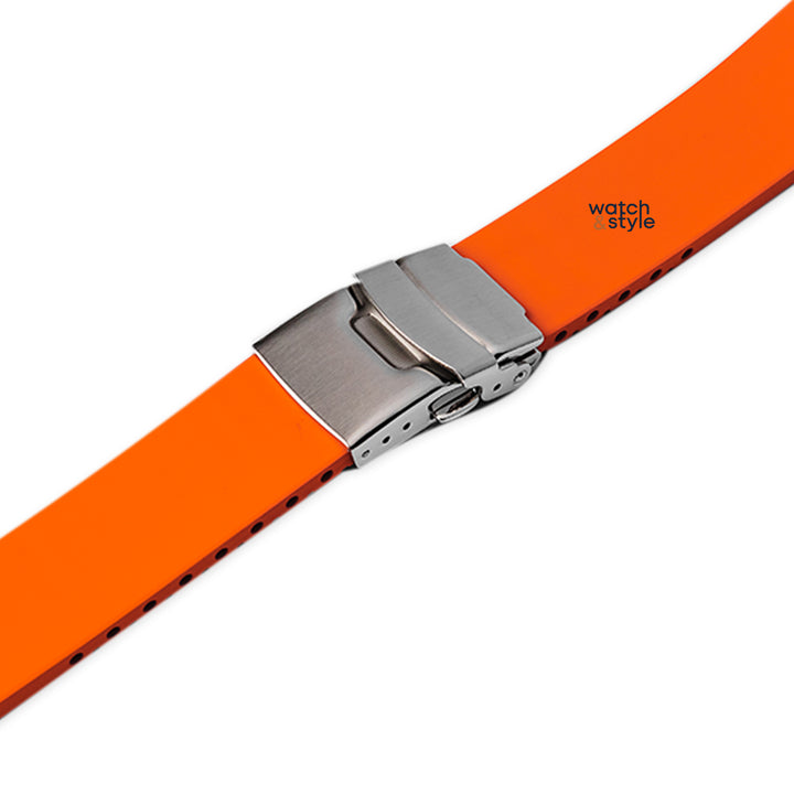 RS0965 SKX007 FKM Rubber Strap Green/Rose Gold Buckle | Watch&Style