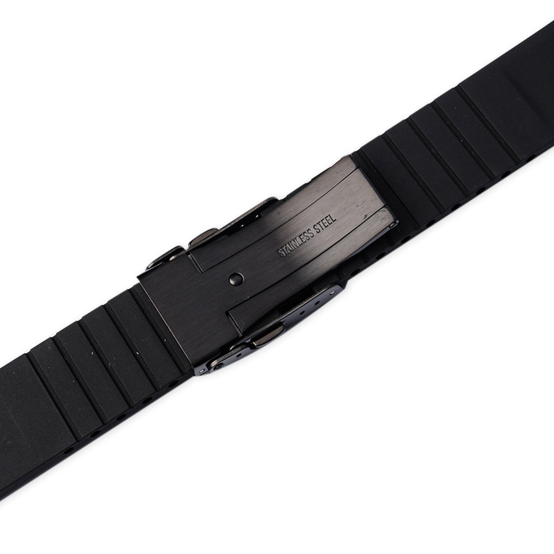 RS0966 SKX007 FKM Rubber Strap - Black - Black Buckle