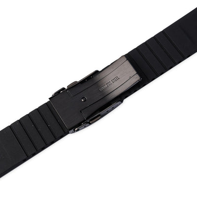 RS0966 SKX007 FKM Rubber Strap - Black - Black Buckle